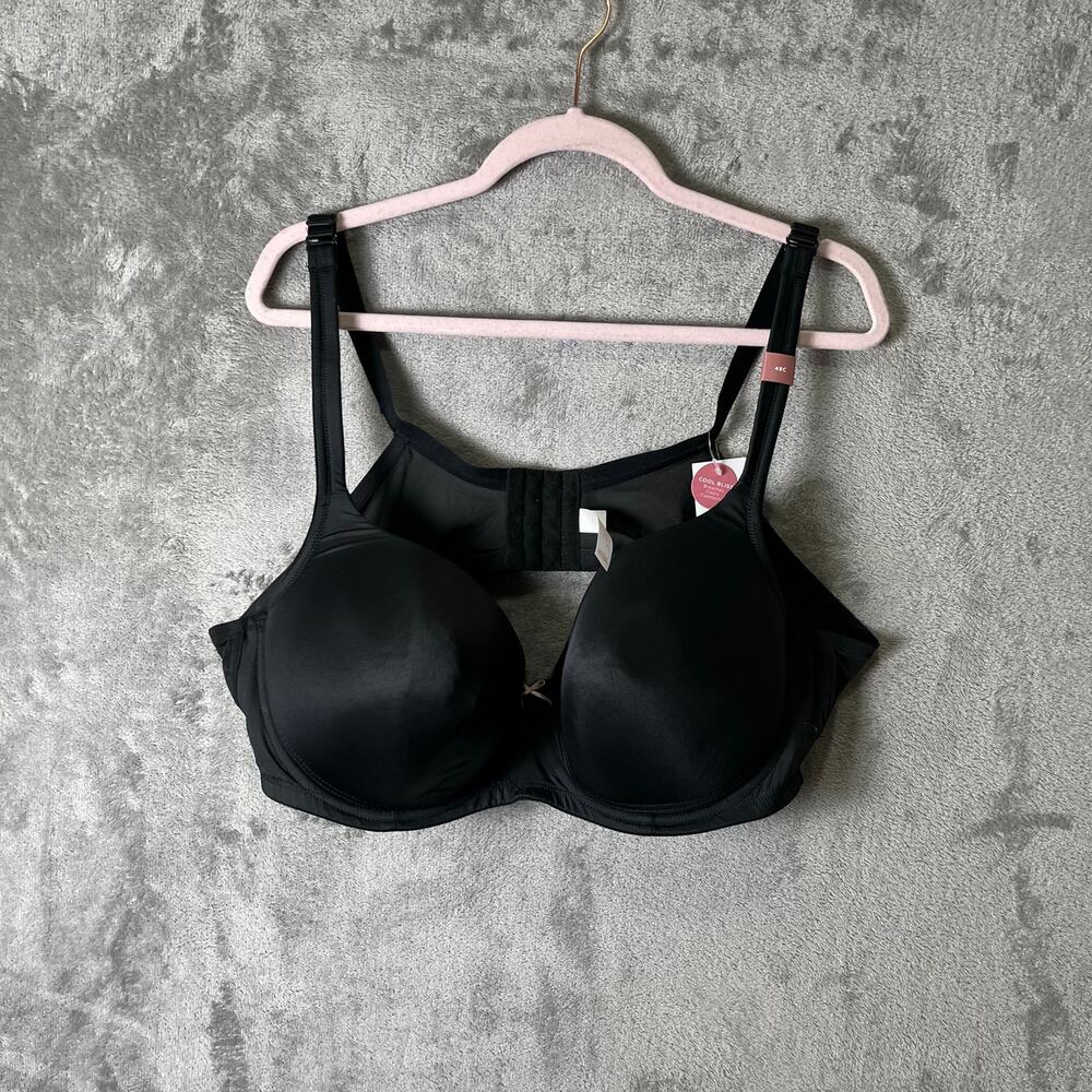 CACIQUE Modern Collection Lightly Lined Balconette Bra‎ 48C Cool Bliss Black New